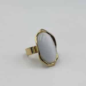 Bague large avec pierre naturelle de nacre