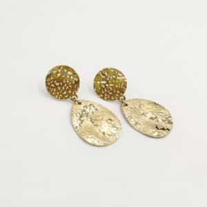 Boucles d'oreilles pendantes en acier inoxydable de couleur dorée - Bijou en acier inoxydable