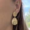 Boucles d'oreilles pendantes en acier inoxydable de couleur dorée - Bijou en acier inoxydable