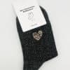 Chaussettes à paillettes avec écussons coeur brodé de léopard chaussette brillantes