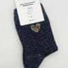Chaussettes à paillettes avec écussons coeur brodé de léopard chaussette brillantes bleues