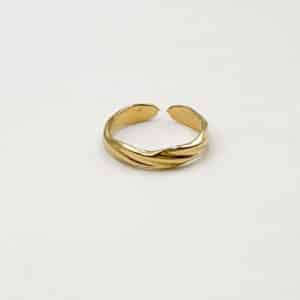 Bague ANIA – Bague TRÈS FINE de type alliance – Bijou doré en acier inoxydable Bague fine composée d’un anneau fin Finement travaillé