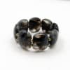 Bracelet manchette monté sur élastique ultra tendance en perles couleur gris bleuté et perles d’acier inoxydable
