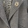 Veste oversize à imprimé pied de poule avec doublure léopard