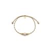 Bracelet monté sur cordon multicolore  à noeuds coulants, perle d'eau douce rosée et petites perles en acier inoxydable doré