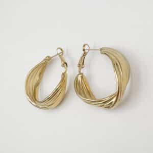 Boucles d'oreilles créoles torsadées en acier inoxydable de couleur dorée