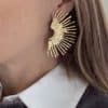 Boucles d’oreilles en acier inoxydable, en forme de rayons de soleil