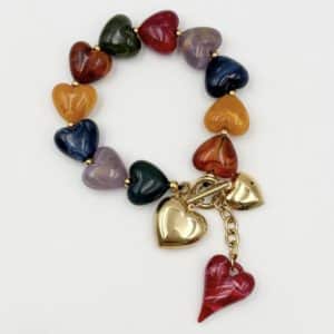 Bracelet coeurs bleus et pampilles coeurs