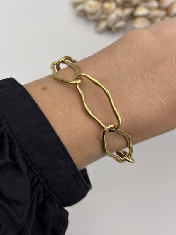 Bracelet en acier inoxydable à gros maillons avec fermoir mousqueton
