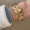 Bracelet jonc martelé en acier inoxydable or  et petits épis