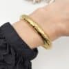 Bracelet jonc martelé en acier inoxydable or martelé