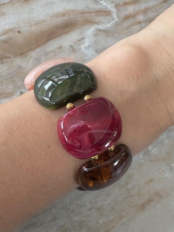 Bracelet manchette ultra tendance en perles couleur
