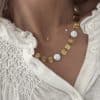Collier en acier inoxydable doré avec pendentifs perles d’eau douce
