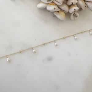 Collier en acier inoxydable doré avec pendentifs perles d’eau douce