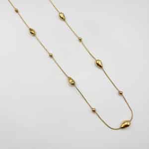 Collier sautoir avec gouttes en acier inoxydable doré
