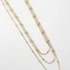 Collier sautoir multirangs en acier inoxydable doré – Collier multirangs composé de trois chaines en acier doré