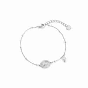 Bracelet chapelet en acier inoxydable argent avec perle d’eau douce – Bijou en acier inoxydable