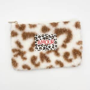 Pochette bouclettes amour léopard beige