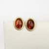 Puces d’oreilles en acier inoxydable or de forme ovale avec une imitation pierre d'ambre en leur centre – Bijou en acier inoxydable