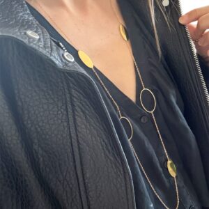 Collier sautoir en acier inoxydable doré