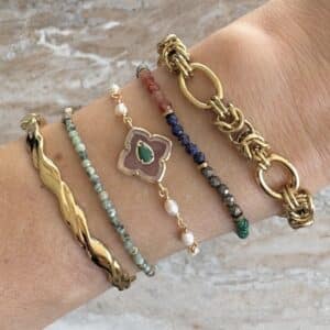 Bracelet fait main - Bracelet de pierres naturelles, Bijou en acier inoxydable