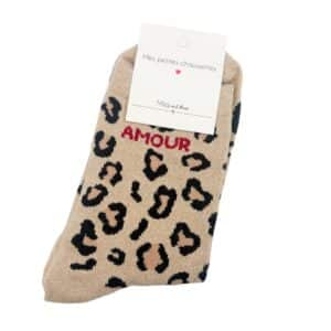 Chaussettes en coton à paillettes et message AMOUR