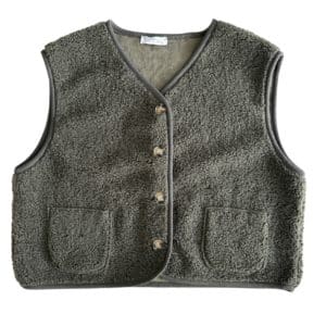 Gilet sans manches en moumoute Kaki