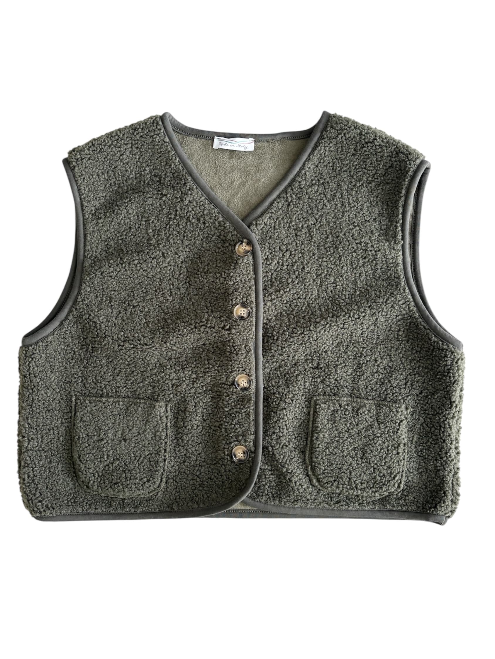 Gilet sans manches en moumoute Kaki