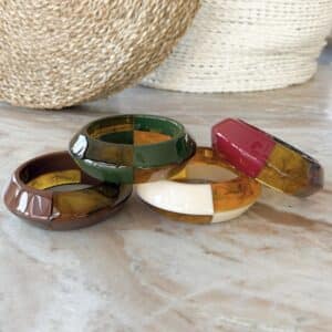 bracelet Jonc en résine à damier, 4 couleurs - Bijou femme