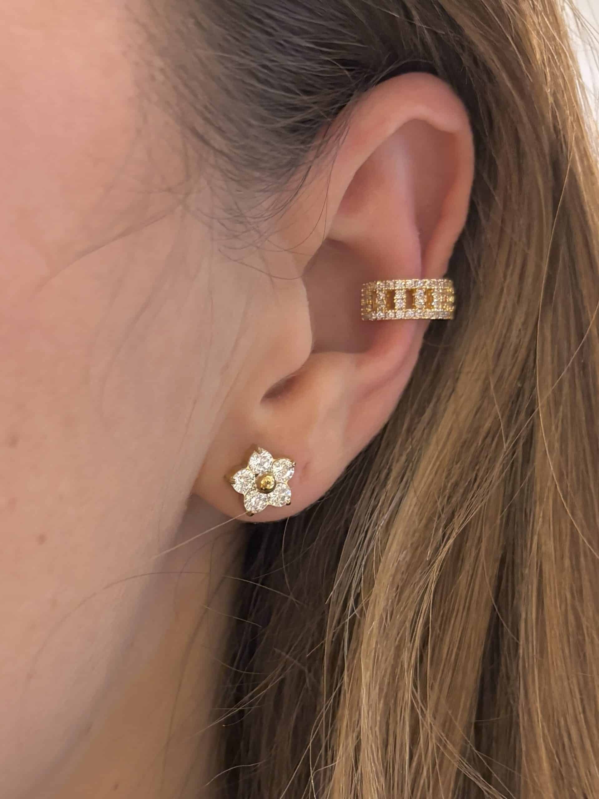 Puces d'oreilles FLORA SHINE - Doré – Image 2