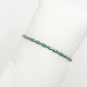 Bracelet élastique NOA - Doré & Vert émeraude