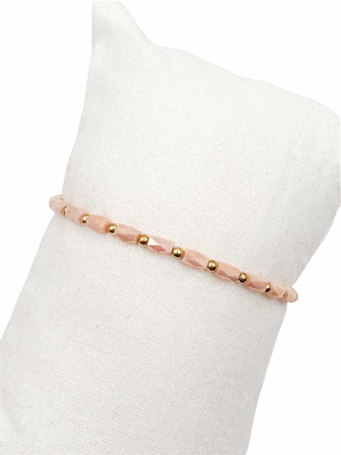 Bracelet élastique NOA - Doré & Saumon