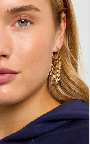 Créoles de forme RONDE en acier inoxydable OR avec chaines et petits soleils