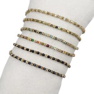 Bracelet créateur fait main en perles de pierres naturelles et acier inoxydable