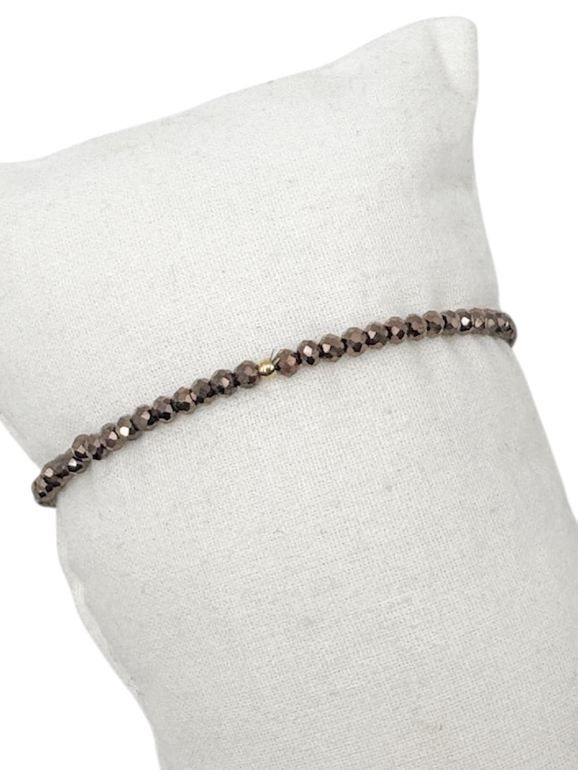 Bracelet éalstique avec perles de verre de couleur marron