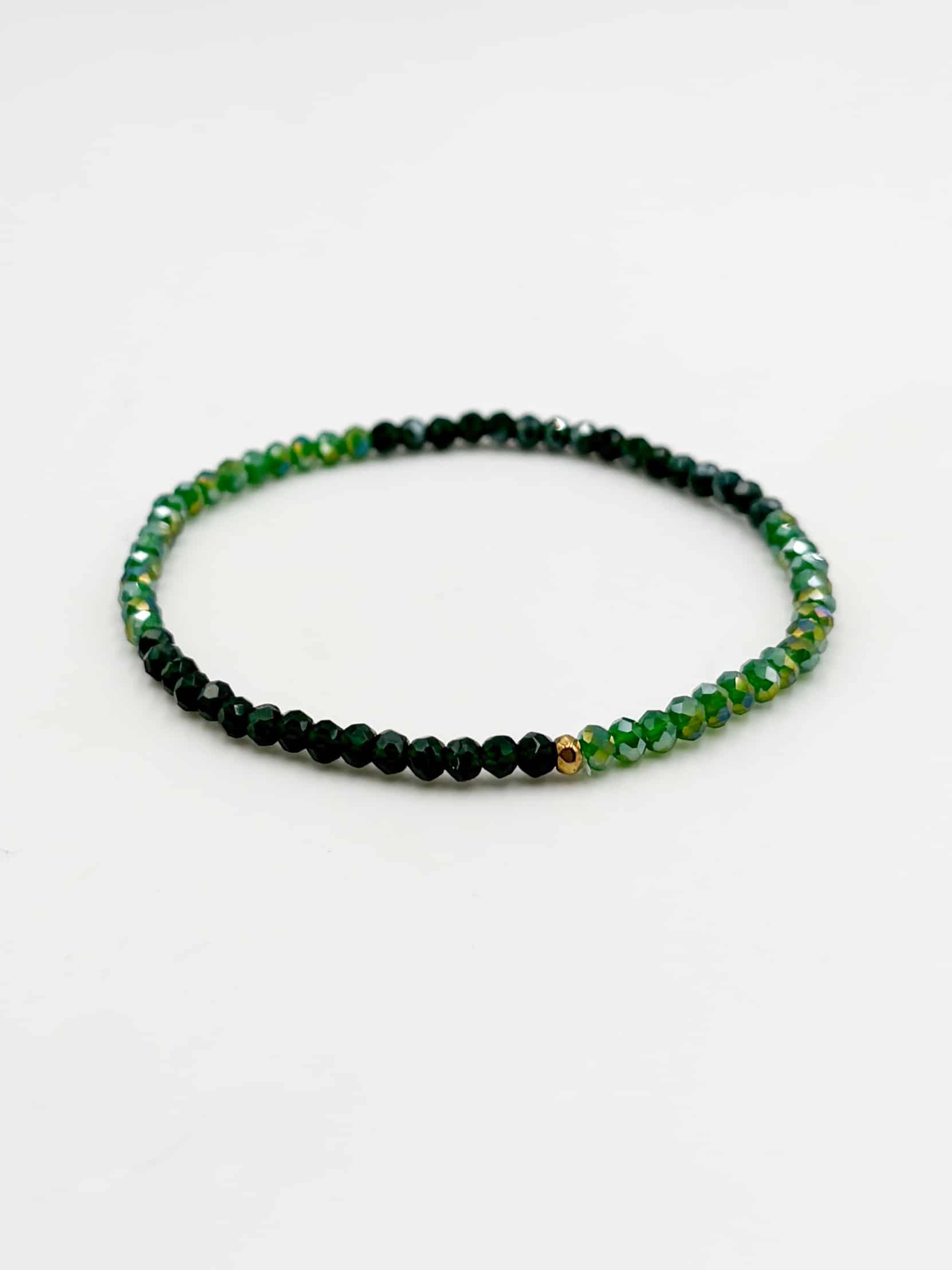 Bracelet ALLI - Doré & Camaïeu de vert foncé