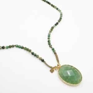 Collier sautoir haut de gamme en pierres naturelles avec pendentif interchangeable