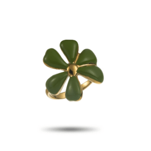 Bague MARGUERITE - Doré & Vert olive