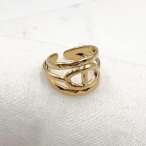 Bague maille marine en acier inoxydable de couleur dorée - Bijou en acier inoxydable 