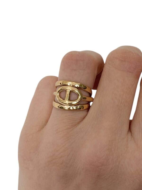 Bague maille marine en acier inoxydable de couleur dorée - Bijou en acier inoxydable 