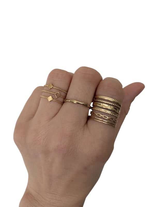 Bague très fine type alliance et acier inoxydable de couleur or