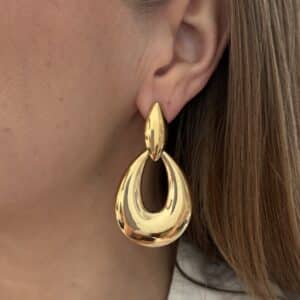 Boucles d'oreilles pendantes en acier inoxydable de couleur dorée