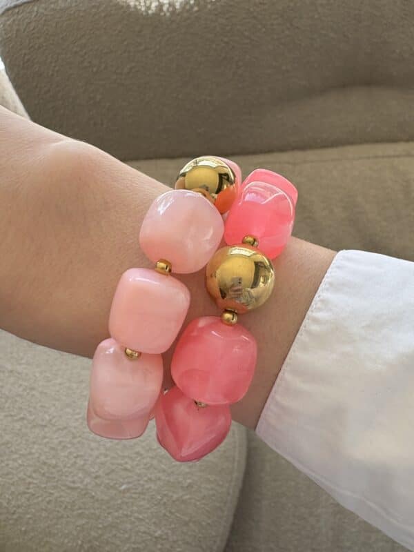Bracelet rose fluo et acier inoxydable