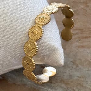 Bracelet jonc en acier inoxydable avec petits soleils