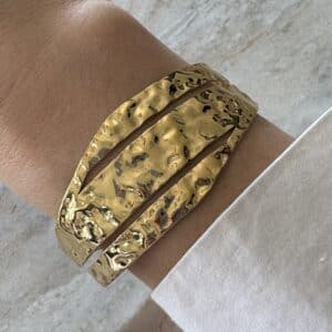 Bracelet manchette jonc en acier doré