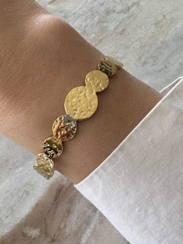 Bracelet jonc fin en acier inoxydable martelé - Bijou en acier inoxydable