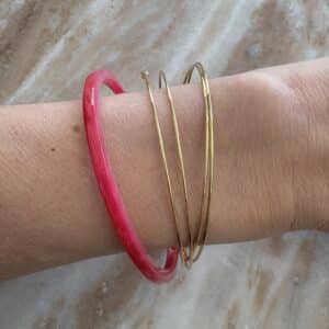 Jonc LINA - Doré & Rose Fuchsia