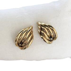 Boucles d'oreilles clous dans un look rétro vintage en acier inoxydable de couleur dorée - Bijou en acier inoxydable