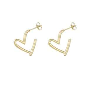 Boucles d'oreilles en acier inoxydable or en forme de coeur Bijou waterproof
