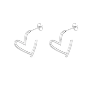Boucles d'oreilles en acier inoxydable argenté en forme de coeur